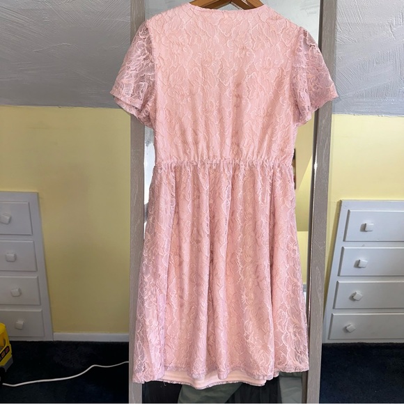 PinkBlush Maternity Lace Short Sleeve Dress Women's Medium NWT Tie Waist Girly - Picture 10 of 10